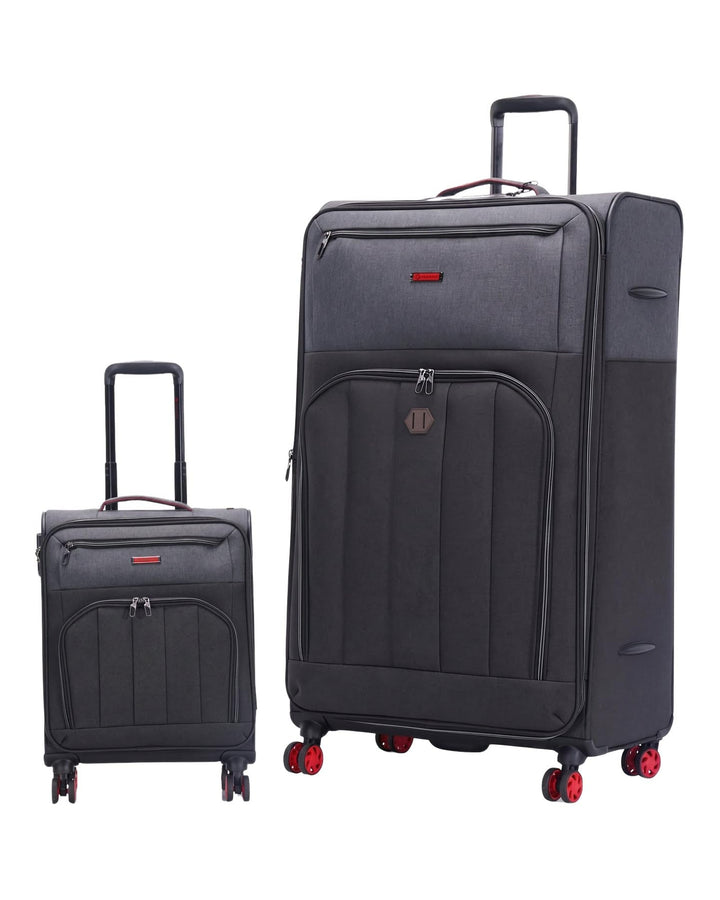 Grant Poplin Soft Shell Luggage Set in Black, Set of 2, 20 and 32 Inch