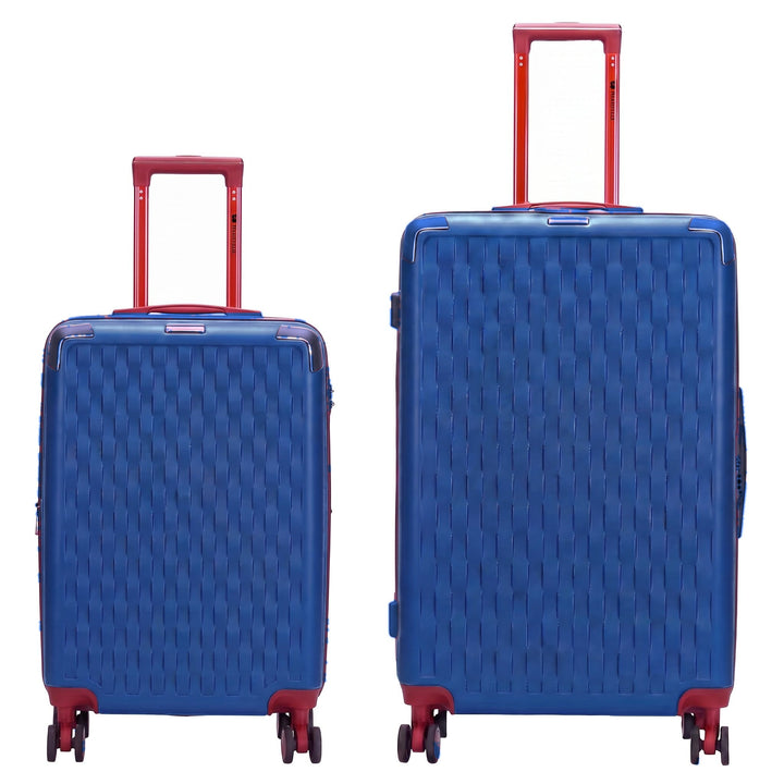 JP104 basket-weave hard shell luggage set of 2 in Blue: 20 inch cabin and 28 inch