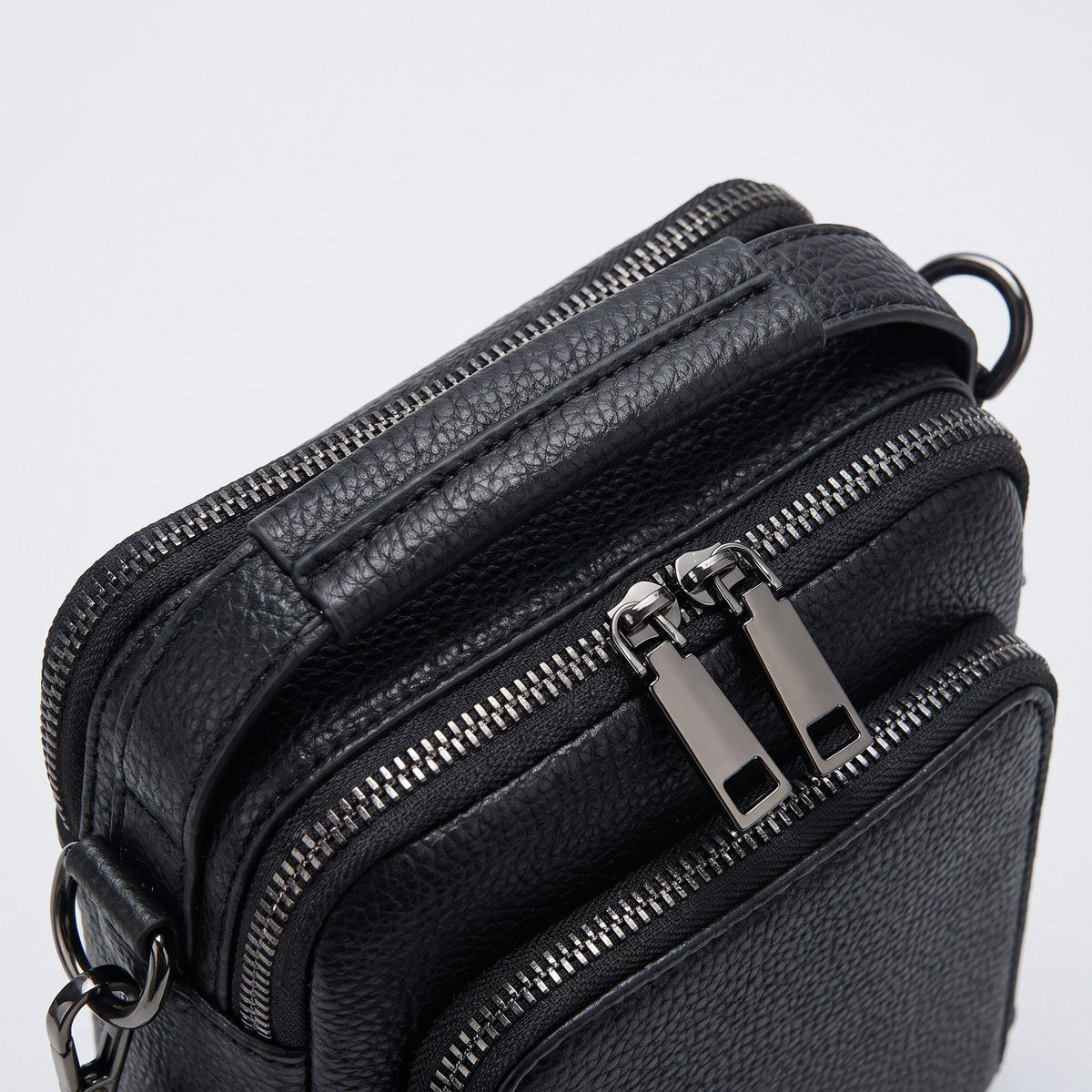 JUSTPACK Twofold crossbody bag, top zips handle detail