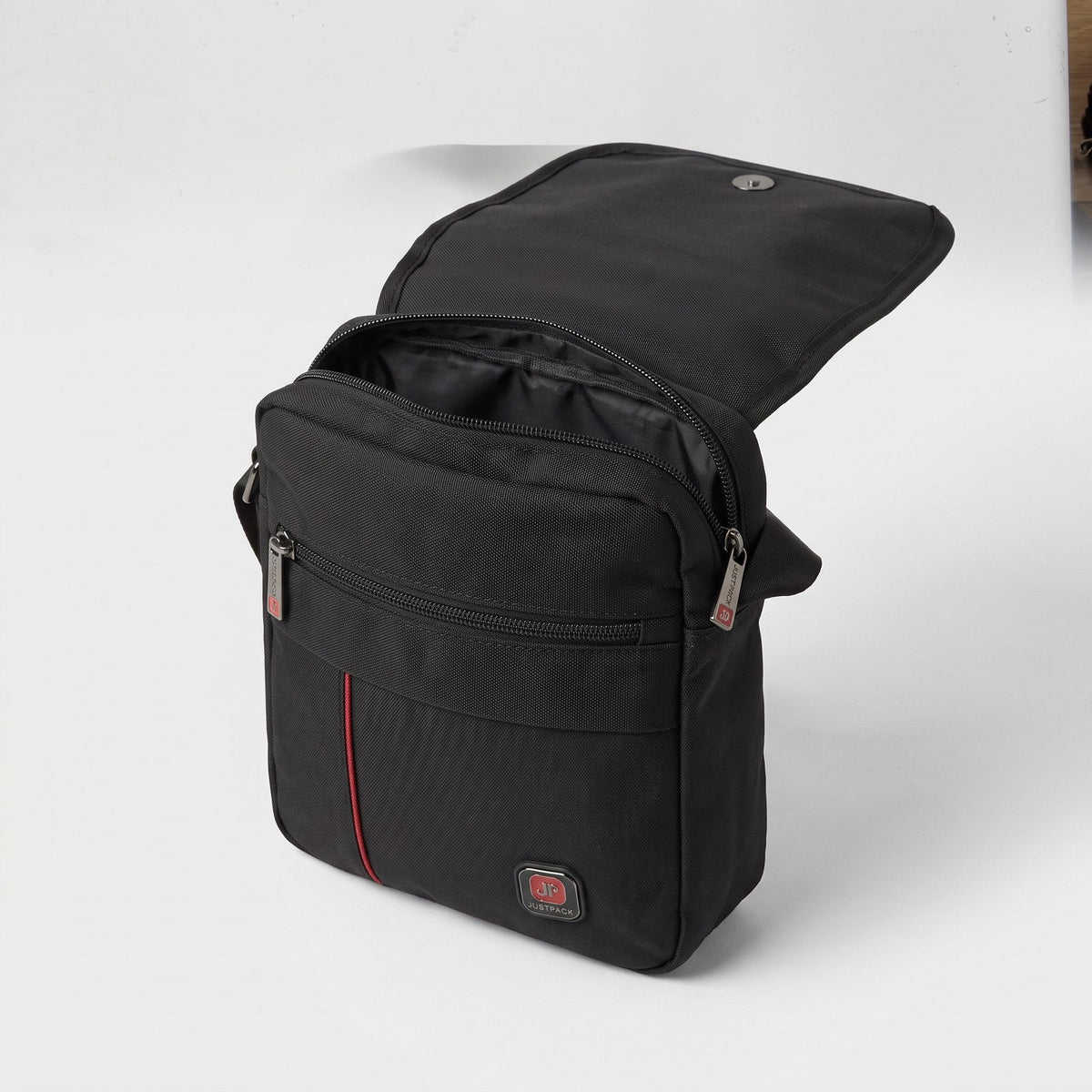 JUSTPACK Stripe flap-over crossbody bag, interior main compartment