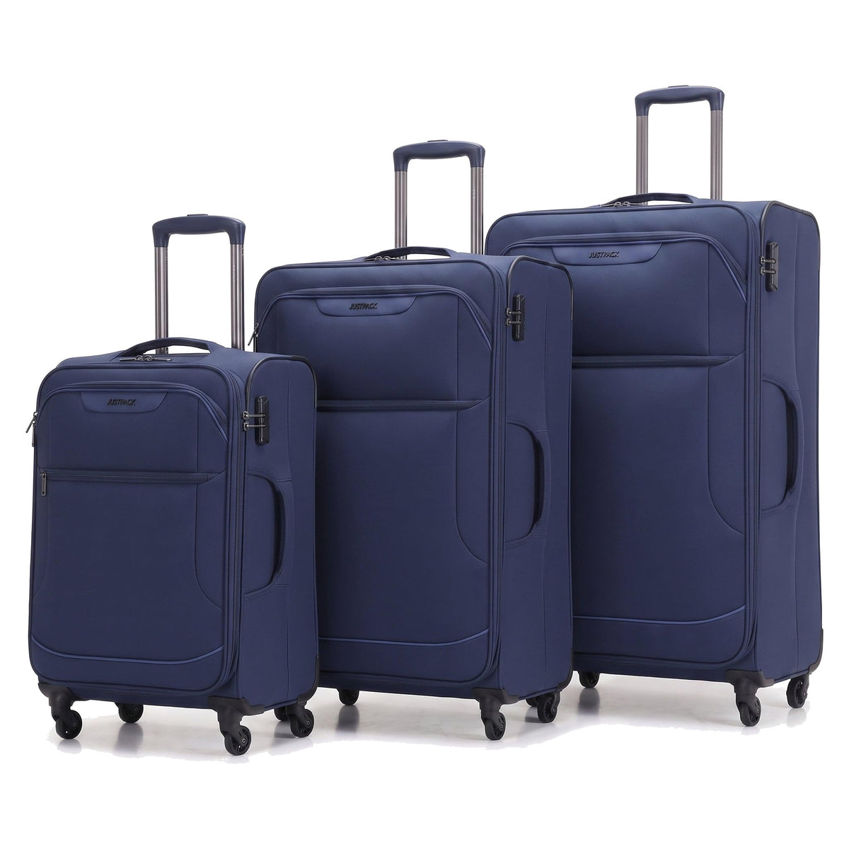 Kite soft shell luggage set of 3 in Navy: 18 inch underseat, 26 inch and 28 inch
