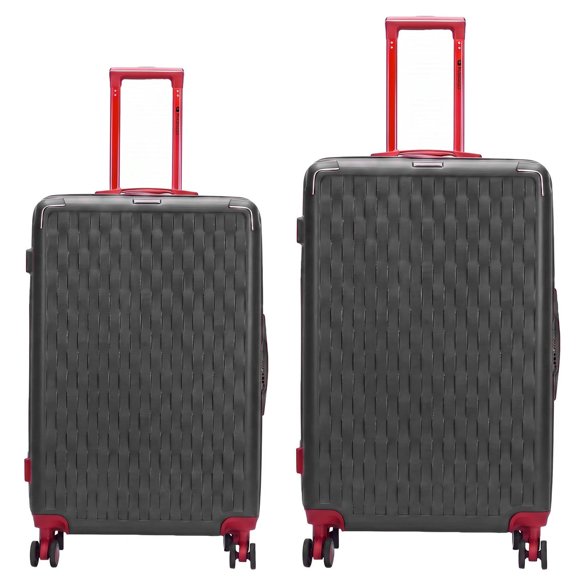 JP104 basket-weave hard shell luggage set of 2 in Charcoal: 20 inch cabin and 28 inch