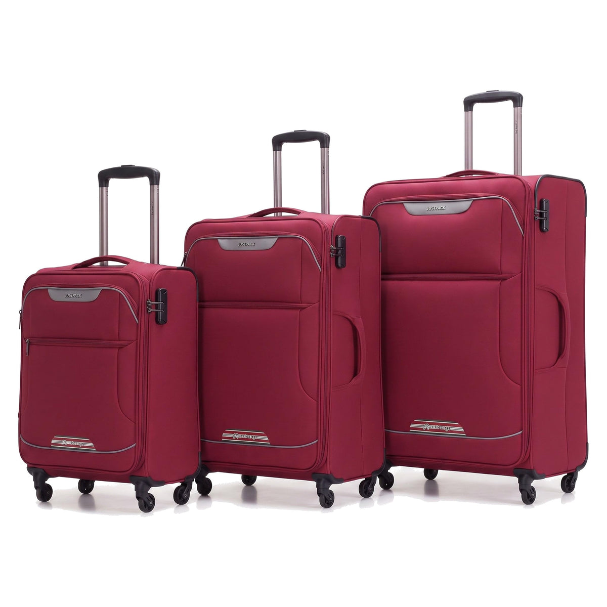 Kite soft shell luggage set of 3 in Burgundy: 18 inch underseat, 26 inch and 28 inch