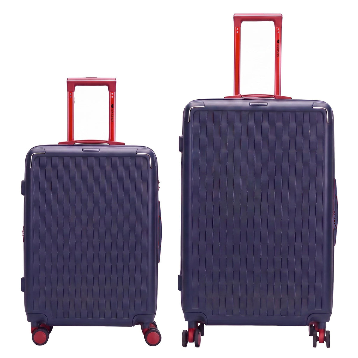 JP104 basket-weave hard shell luggage set of 2 in Navy: 20 inch cabin and 28 inch