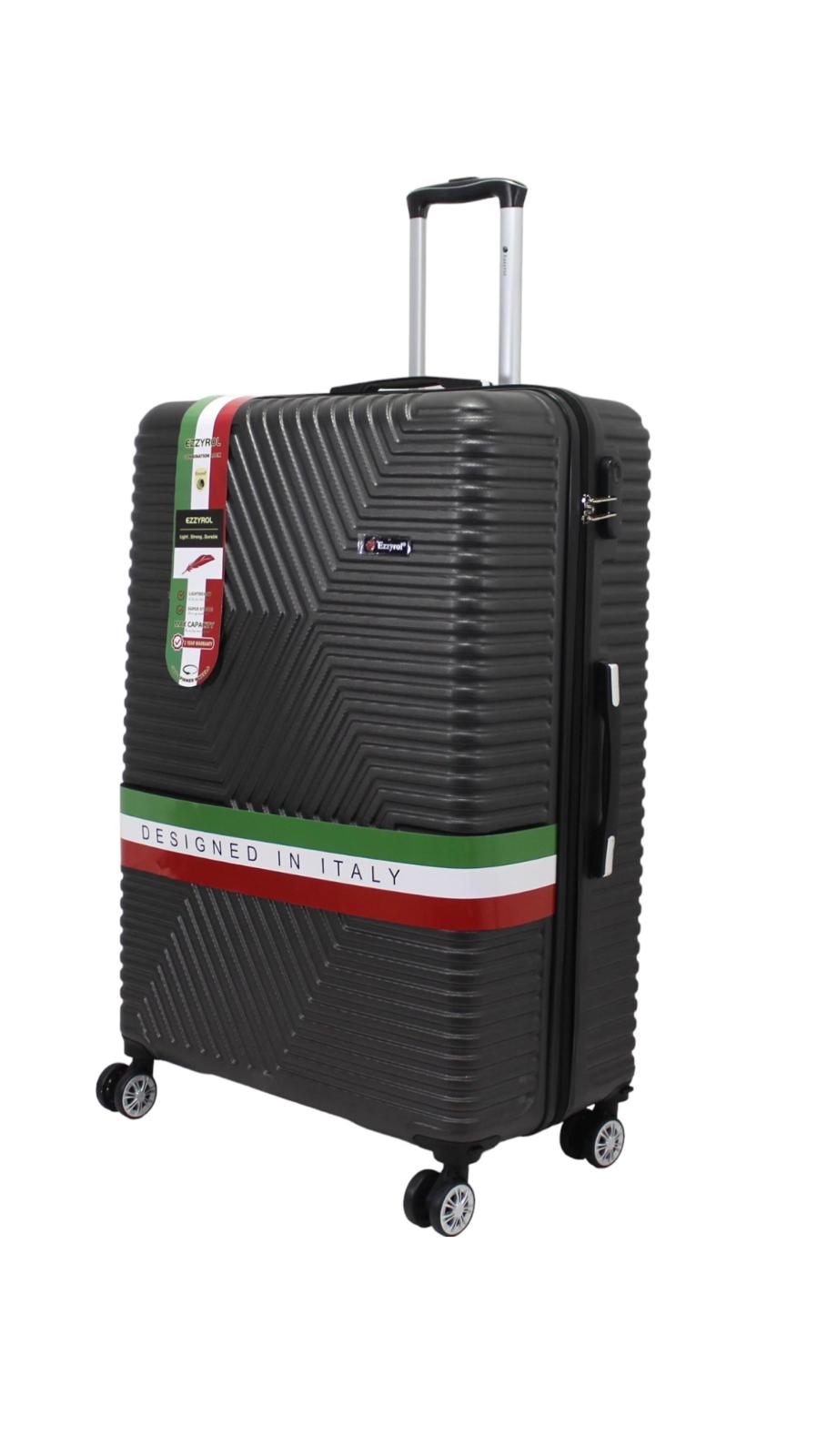 An Ezzyrol 116 black ribbed suitcase, the case these replacement wheels fit