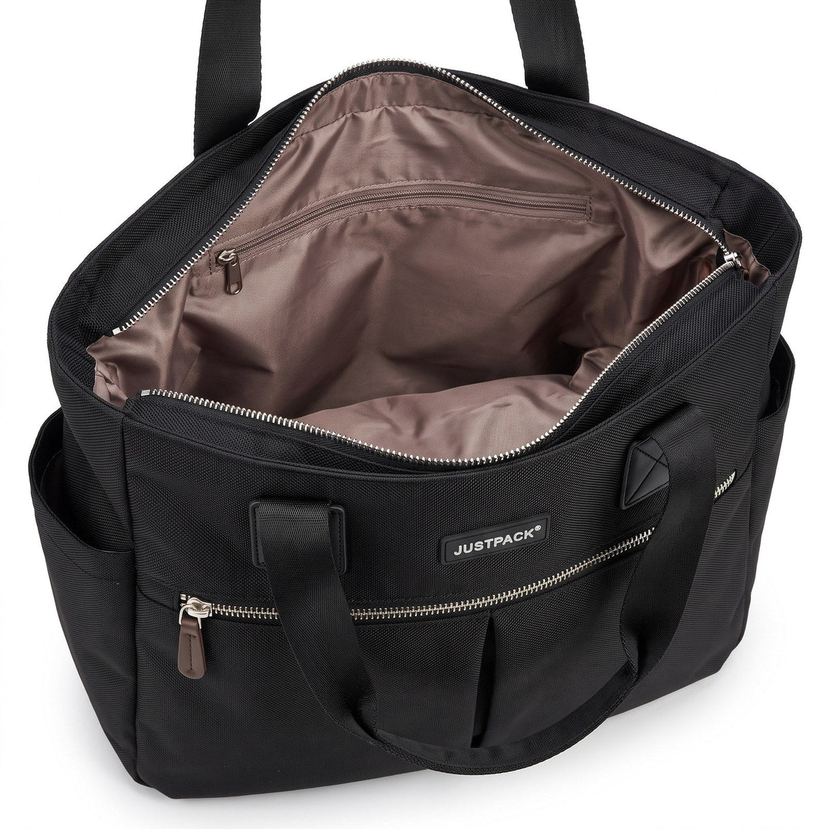 JUSTPACK Market shopper tote, interior open view