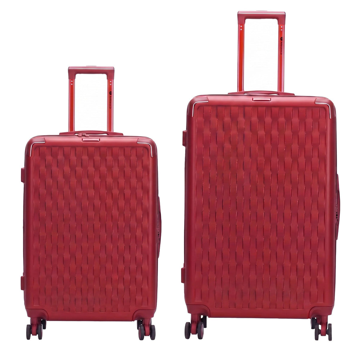 JP104 basket-weave hard shell luggage set of 2 in Red: 20 inch cabin and 28 inch