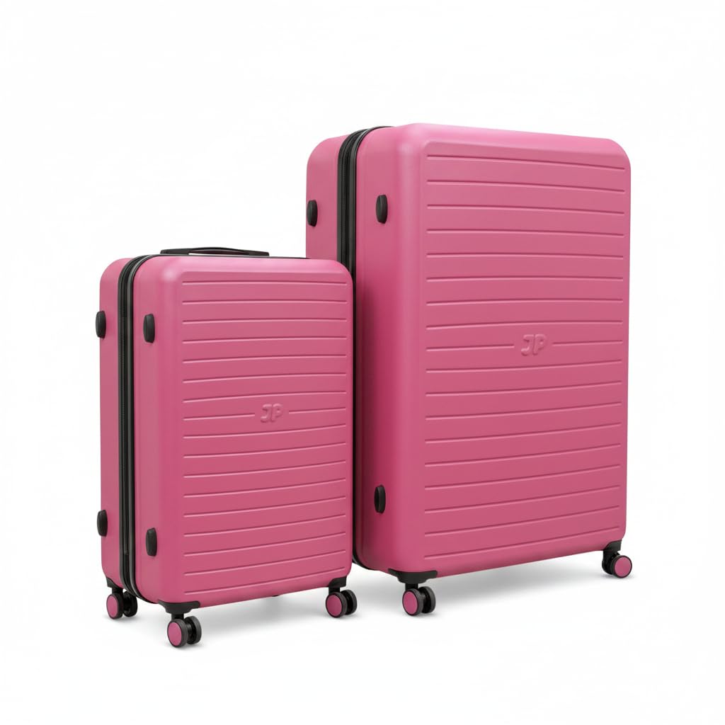 JustPack 8889 Curve Hard Shell Suitcase - Lightweight ABS Cabin Luggage & 4-Piece Set in Pink