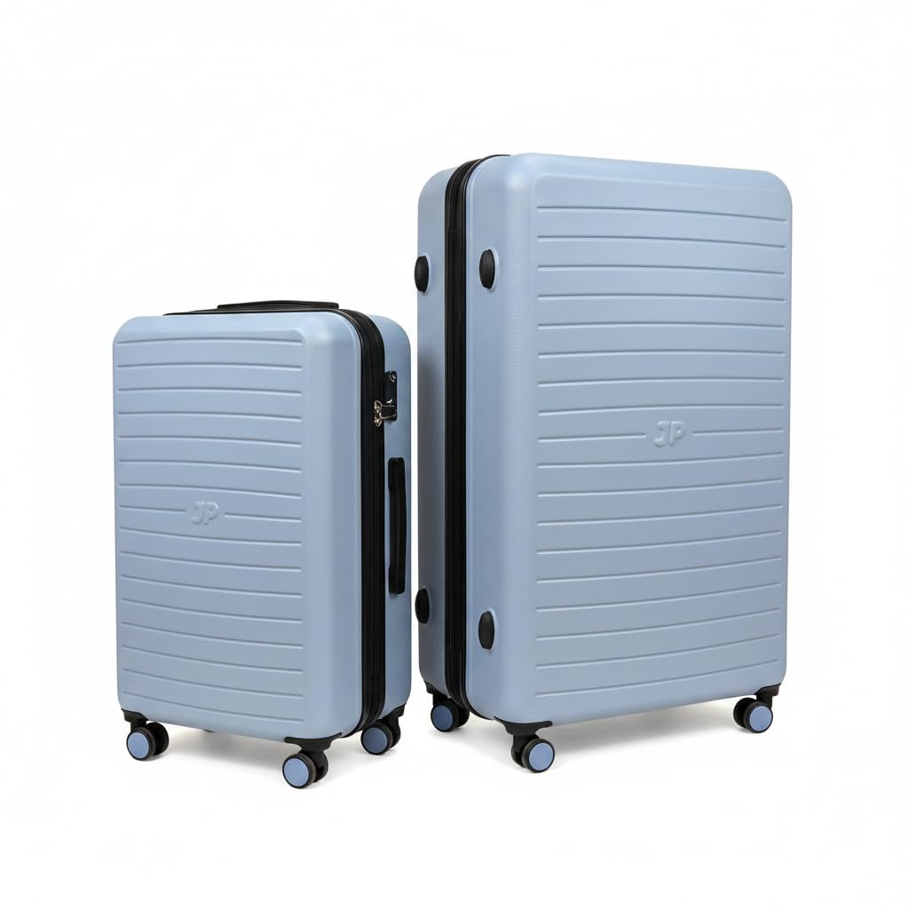 JustPack 8889 Curve Hard Shell Suitcase - Lightweight ABS Cabin Luggage & 4-Piece Set in Light Blue