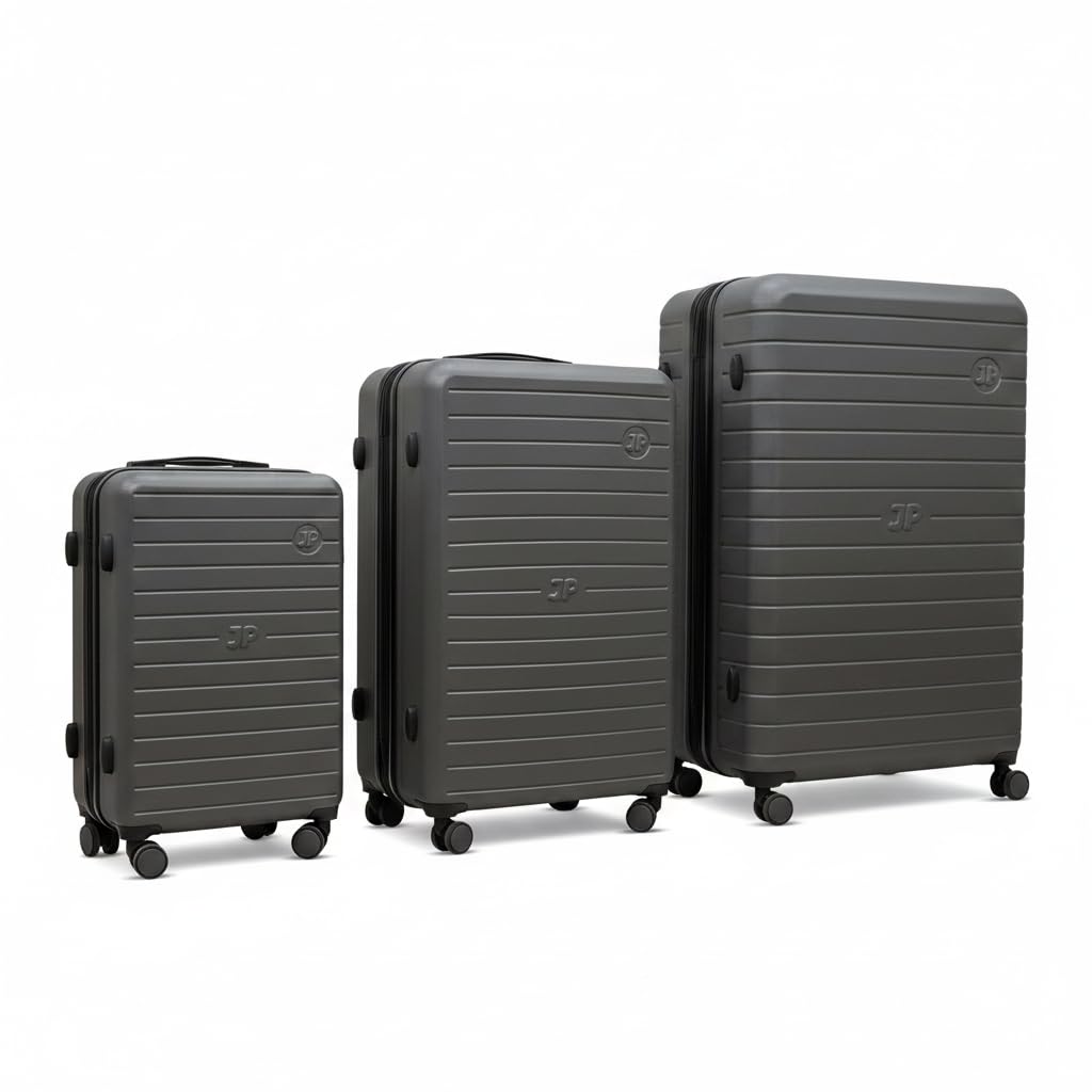JustPack 8889 Curve Hard Shell Suitcase - Lightweight ABS Cabin Luggage & 4-Piece Set in Dark Grey