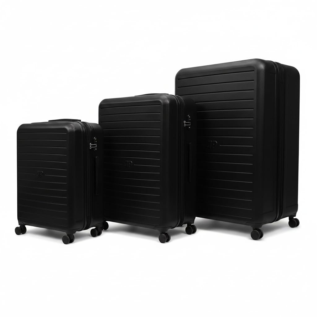 JustPack 8889 Curve Hard Shell Suitcase - Lightweight ABS Cabin Luggage & 4-Piece Set in Black