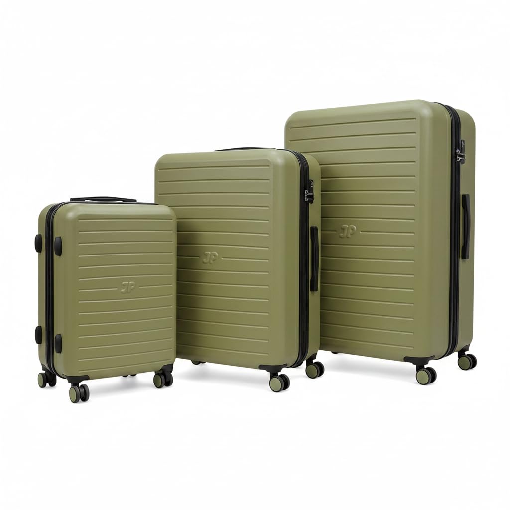JustPack 8889 Curve Hard Shell Suitcase - Lightweight ABS Cabin Luggage & 4-Piece Set in Olive