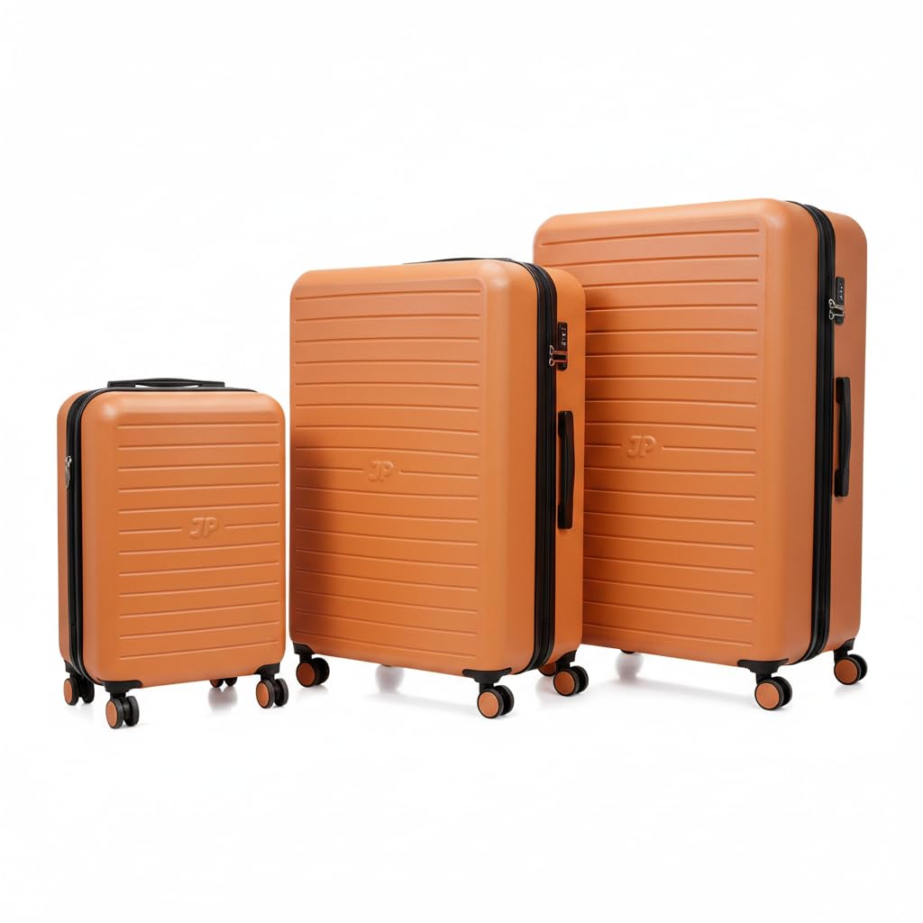 JustPack 8889 Curve Hard Shell Suitcase - Lightweight ABS Cabin Luggage & 4-Piece Set in Orange