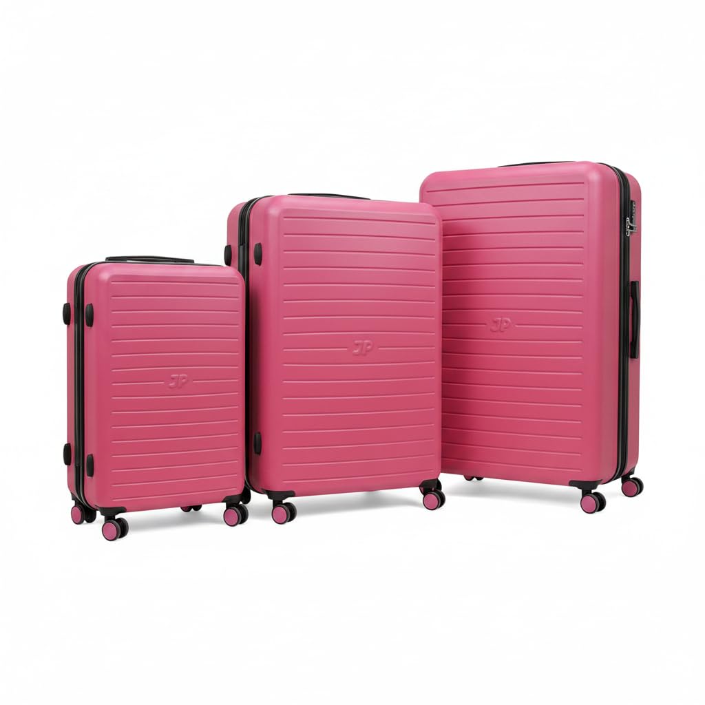 JustPack 8889 Curve Hard Shell Suitcase - Lightweight ABS Cabin Luggage & 4-Piece Set in Pink