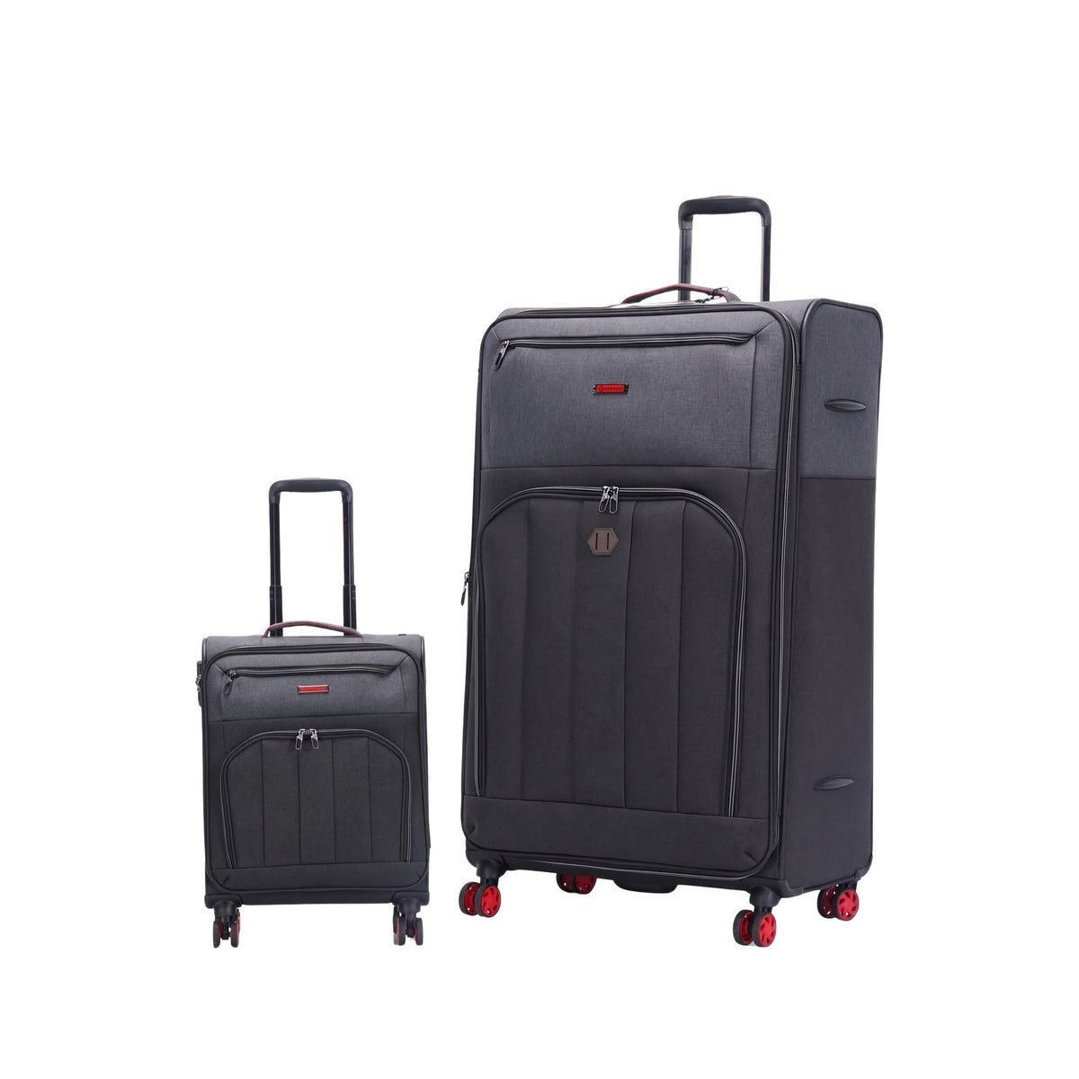 Grant Poplin Soft Shell Luggage Set in Black, Set of 2, 20 and 32 Inch