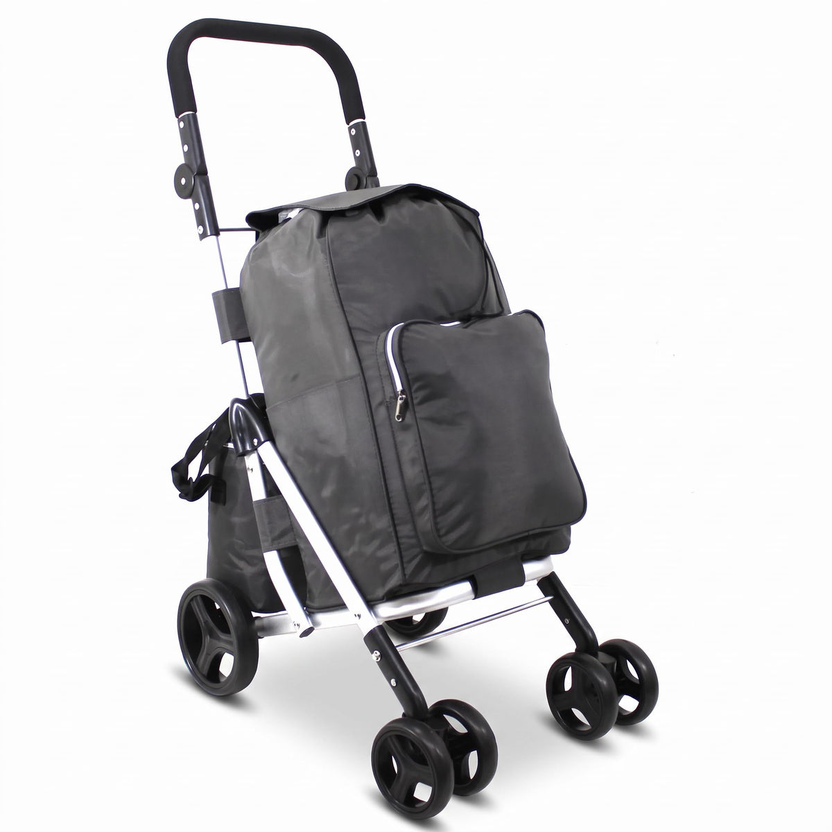 Ezzyrol 74L 2-Wheel Folding Shopping Trolley in Grey