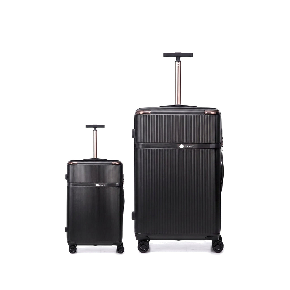 GRANT Fluted Hard Shell Suitcase Set in Black, Set of 2 (20"+32", 190L)