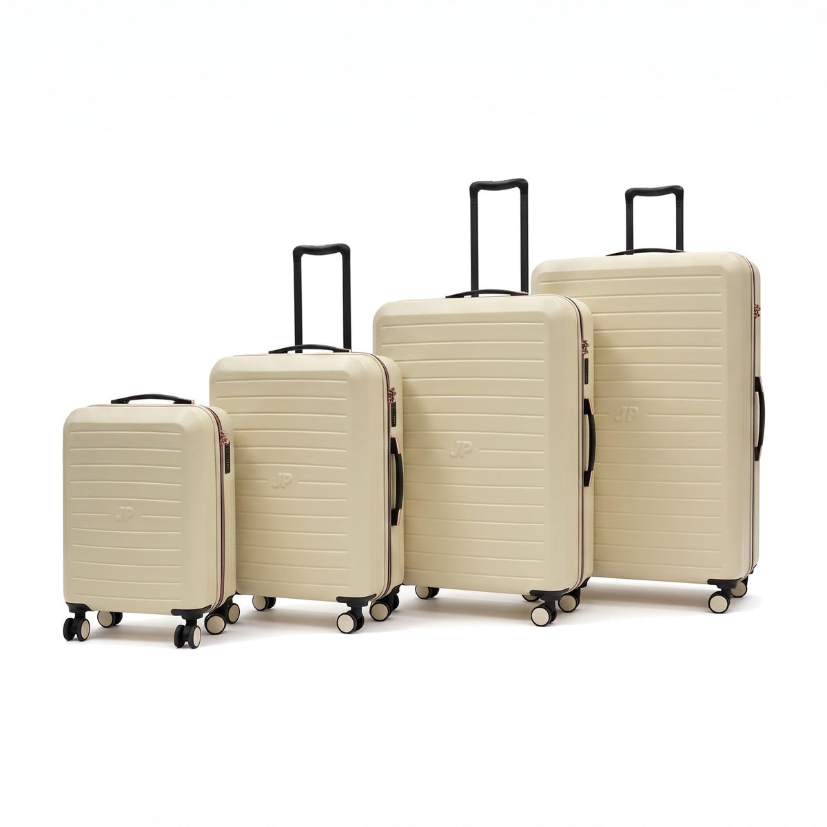 JustPack 8889 Curve Hard Shell Suitcase - Lightweight ABS Cabin Luggage & 4-Piece Set in Cream
