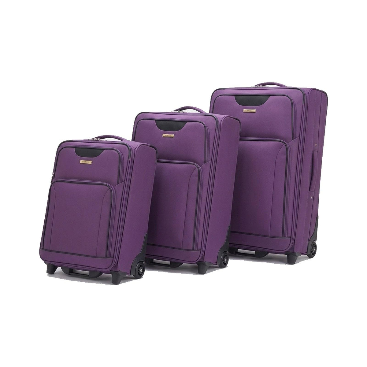 Ezzyrol Inline Expandable Luggage Set in Plum, Set of 3