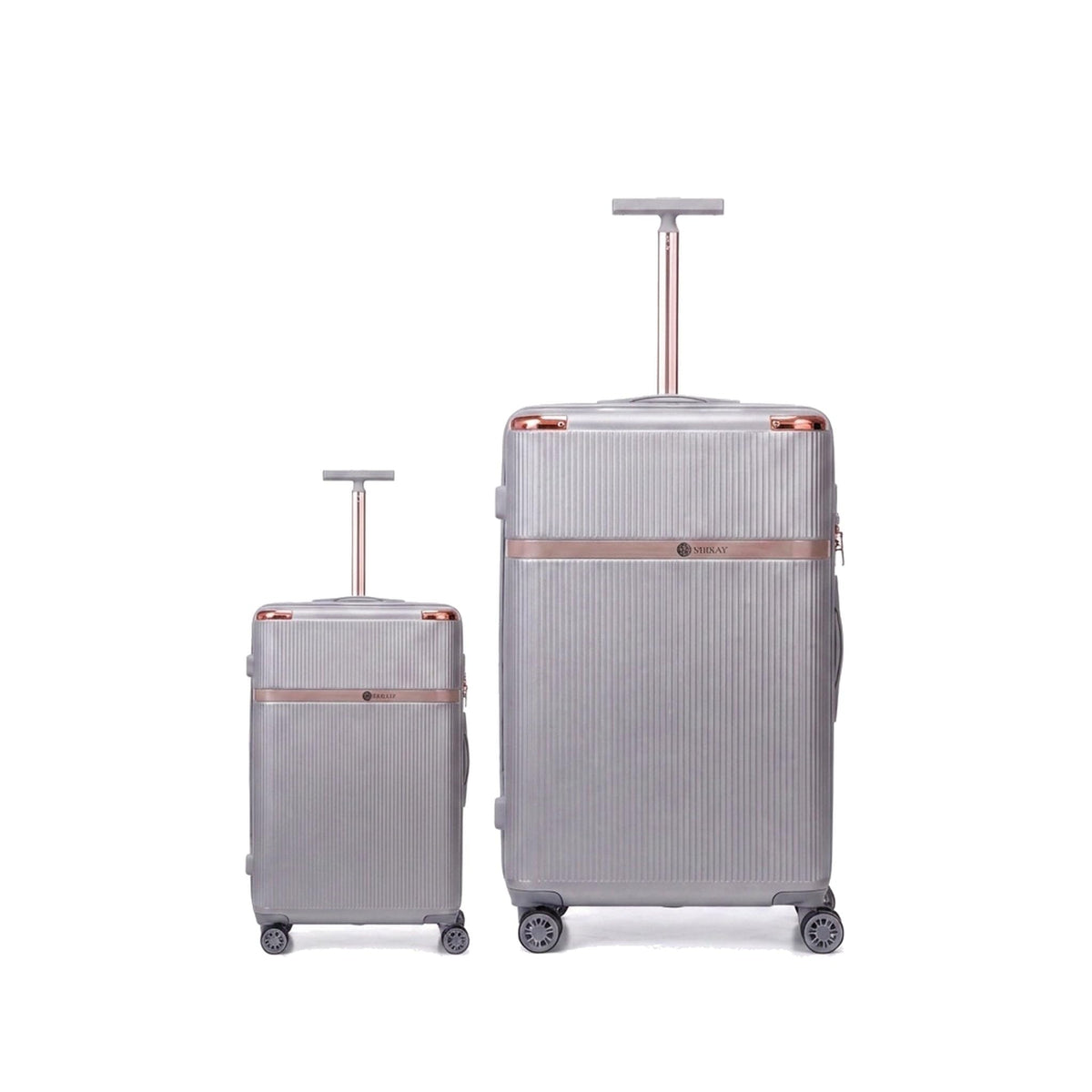 GRANT Fluted Hard Shell Suitcase Set in Silver, Set of 2 (20"+32", 190L)