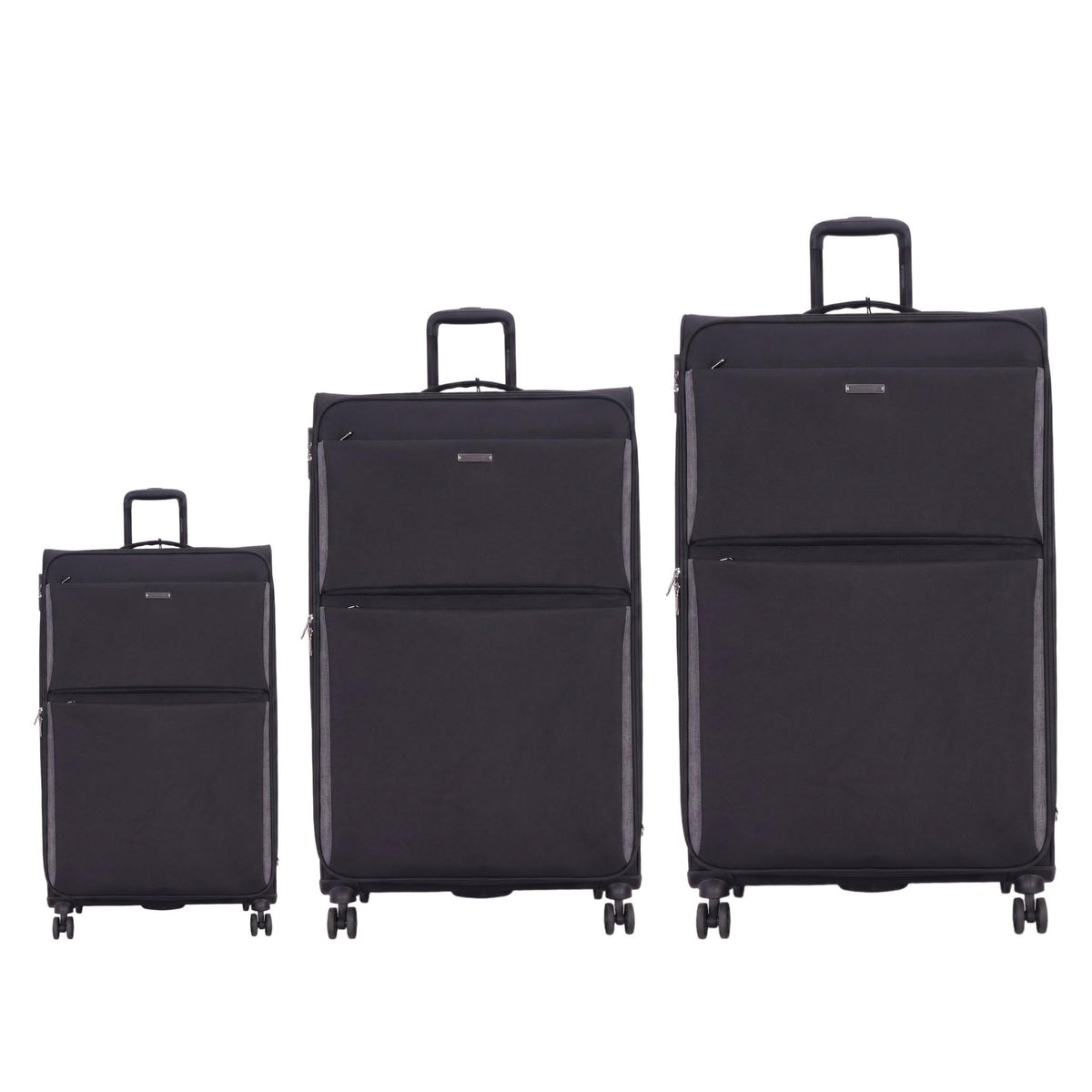 Grant Tailored Soft Shell Luggage Set with TSA Locks in Black, Set of 3, 20 28 and 32 Inch