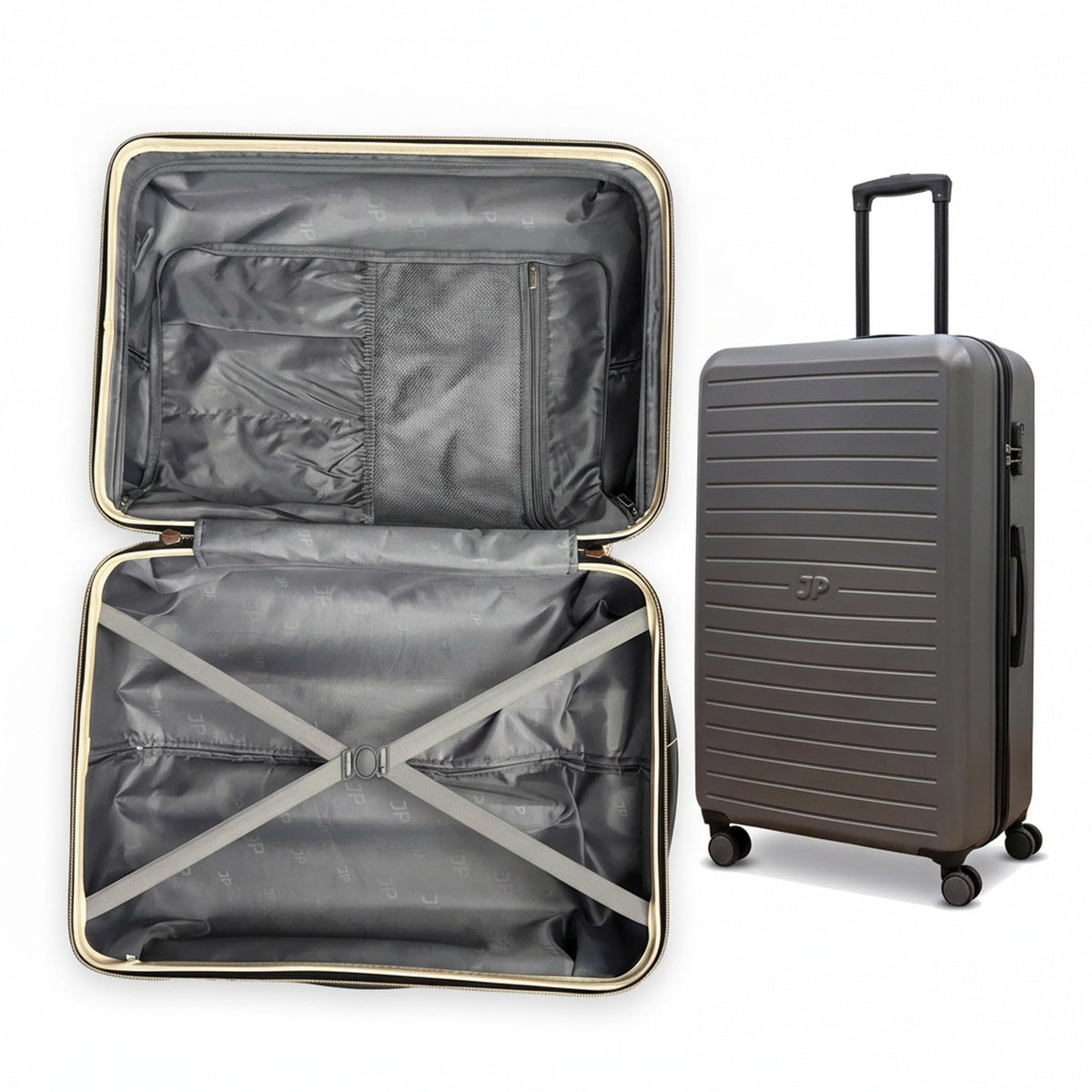 JustPack 8889 Curve Hard Shell Suitcase - Lightweight ABS Cabin Luggage & 4-Piece Set in Dark Grey