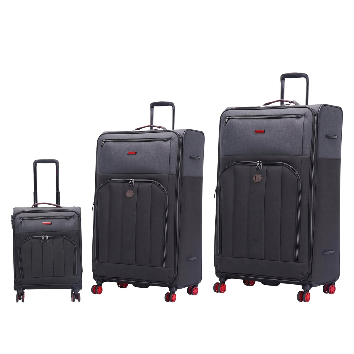 Grant Poplin Soft Shell Luggage Set in Black, Set of 3, 20 28 and 32 Inch