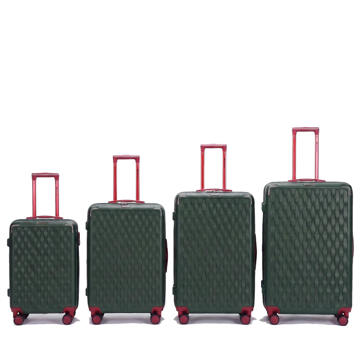 Justpack JP104 Basket-Weave Hard Shell Luggage Set in Green, Set of 4 (20"+26"+28"+32")