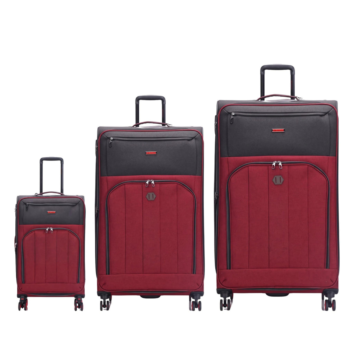 Grant Poplin Soft Shell Luggage Set in Burgundy, Set of 3, 20 28 and 32 Inch