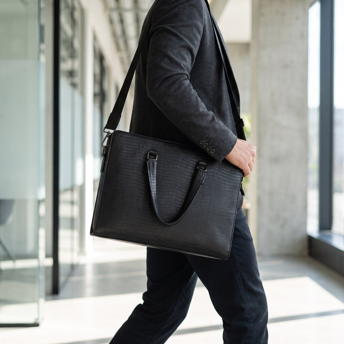 JUSTPACK Basalt briefcase, carried on shoulder