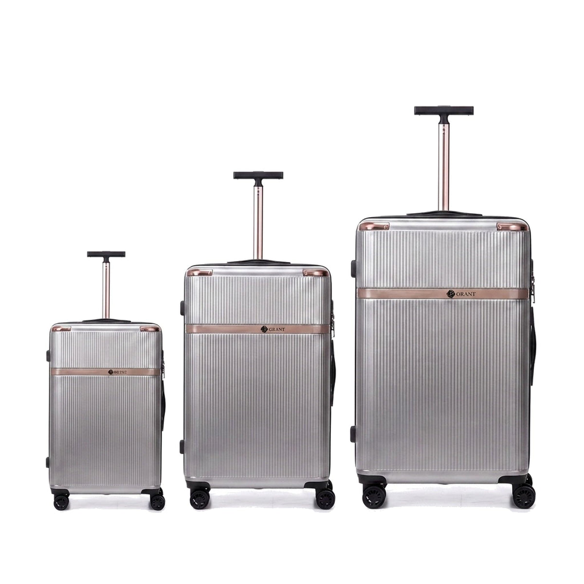 GRANT Fluted Hard Shell Suitcase Set in Silver, Set of 3 (20"+26"+32", 270L)
