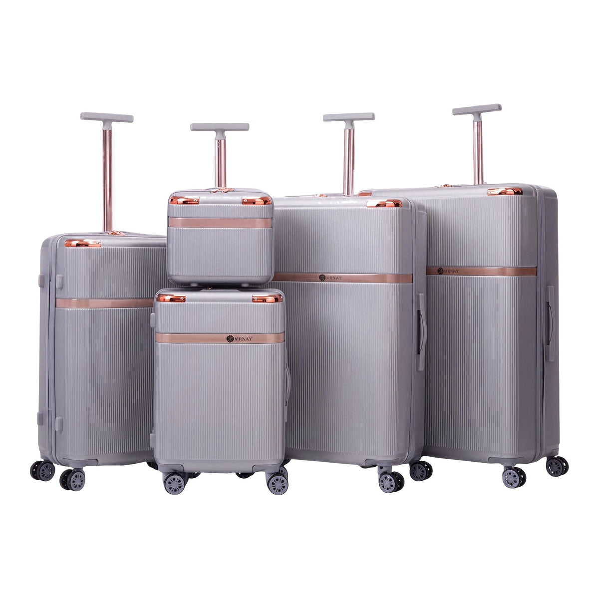 GRANT Fluted Hard Shell Suitcase Set in Silver