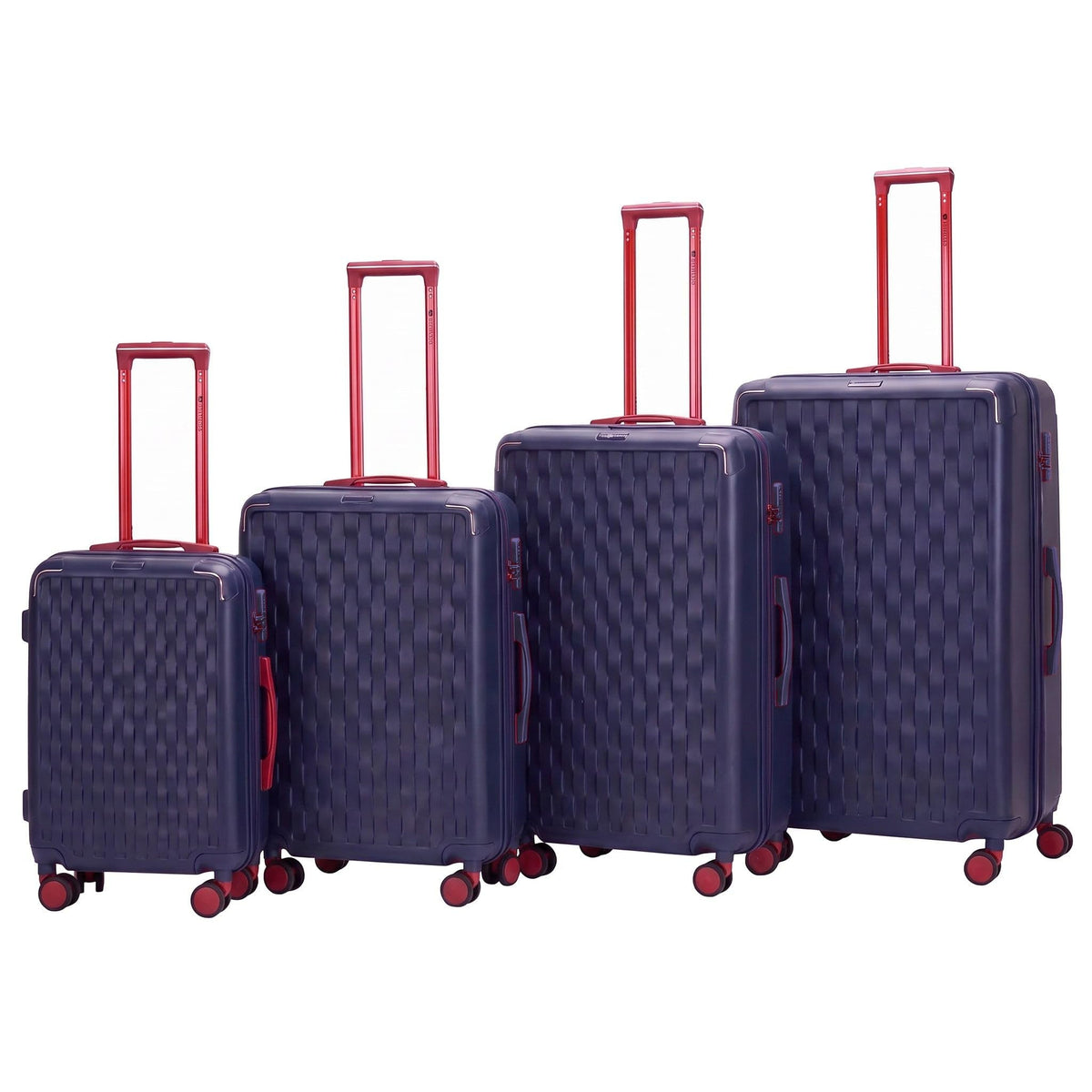 Justpack JP104 Basket-Weave Hard Shell Luggage Set in Navy, Set of 4 (20"+26"+28"+32")