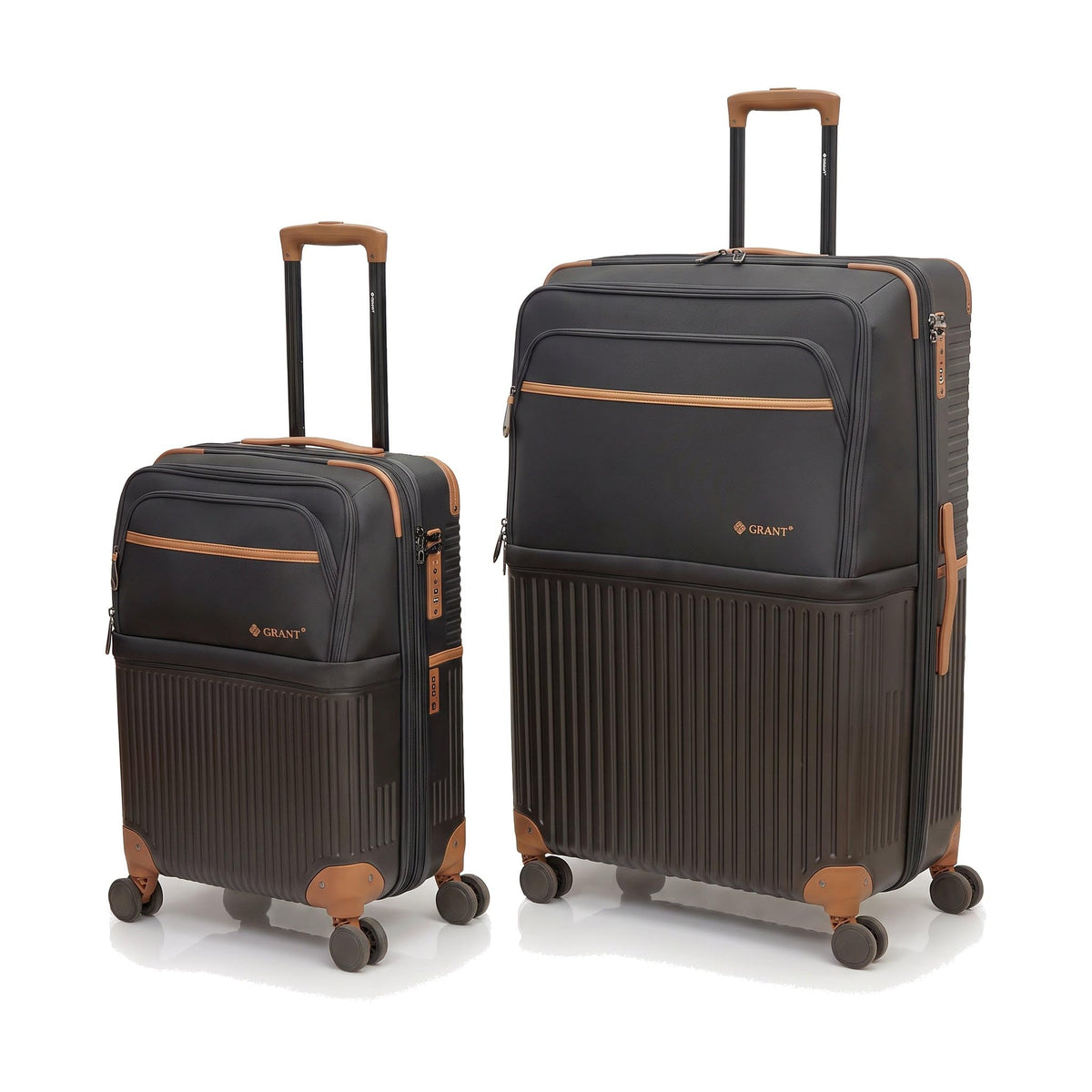 GRANT Designer Suitcase Set in Black, Set of 2 (20"+28")