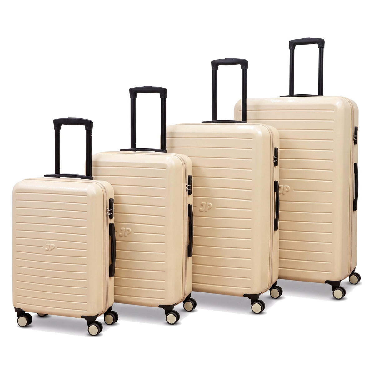 JustPack 8889 Curve Hard Shell Suitcase - Lightweight ABS Cabin Luggage & 4-Piece Set in Cream