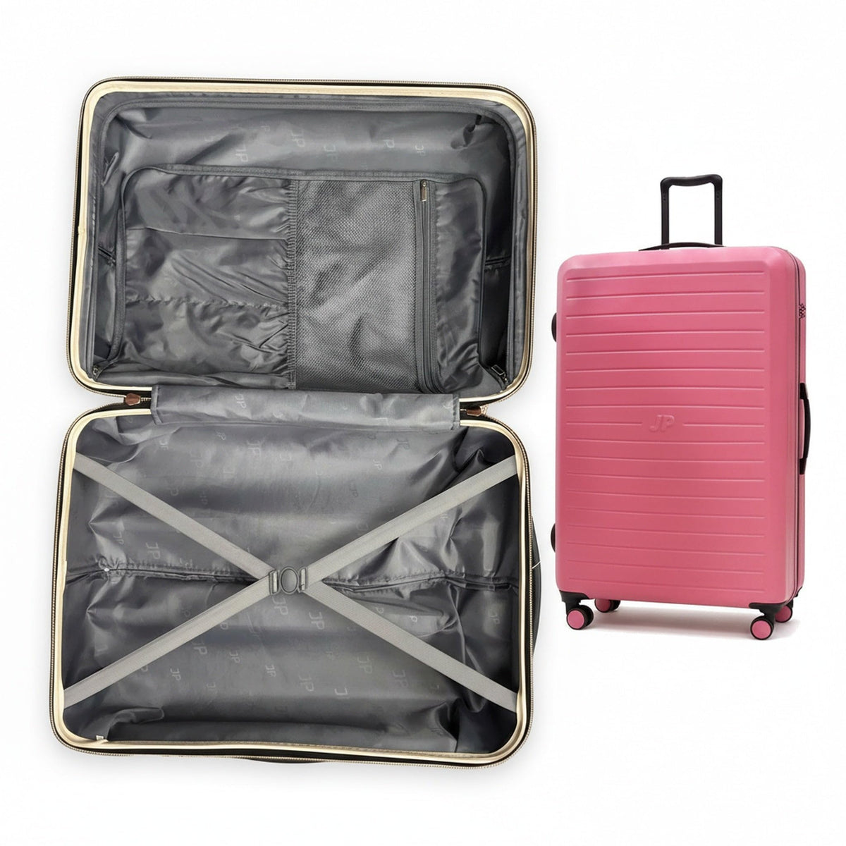 JustPack 8889 Curve Hard Shell Suitcase - Lightweight ABS Cabin Luggage & 4-Piece Set in Pink