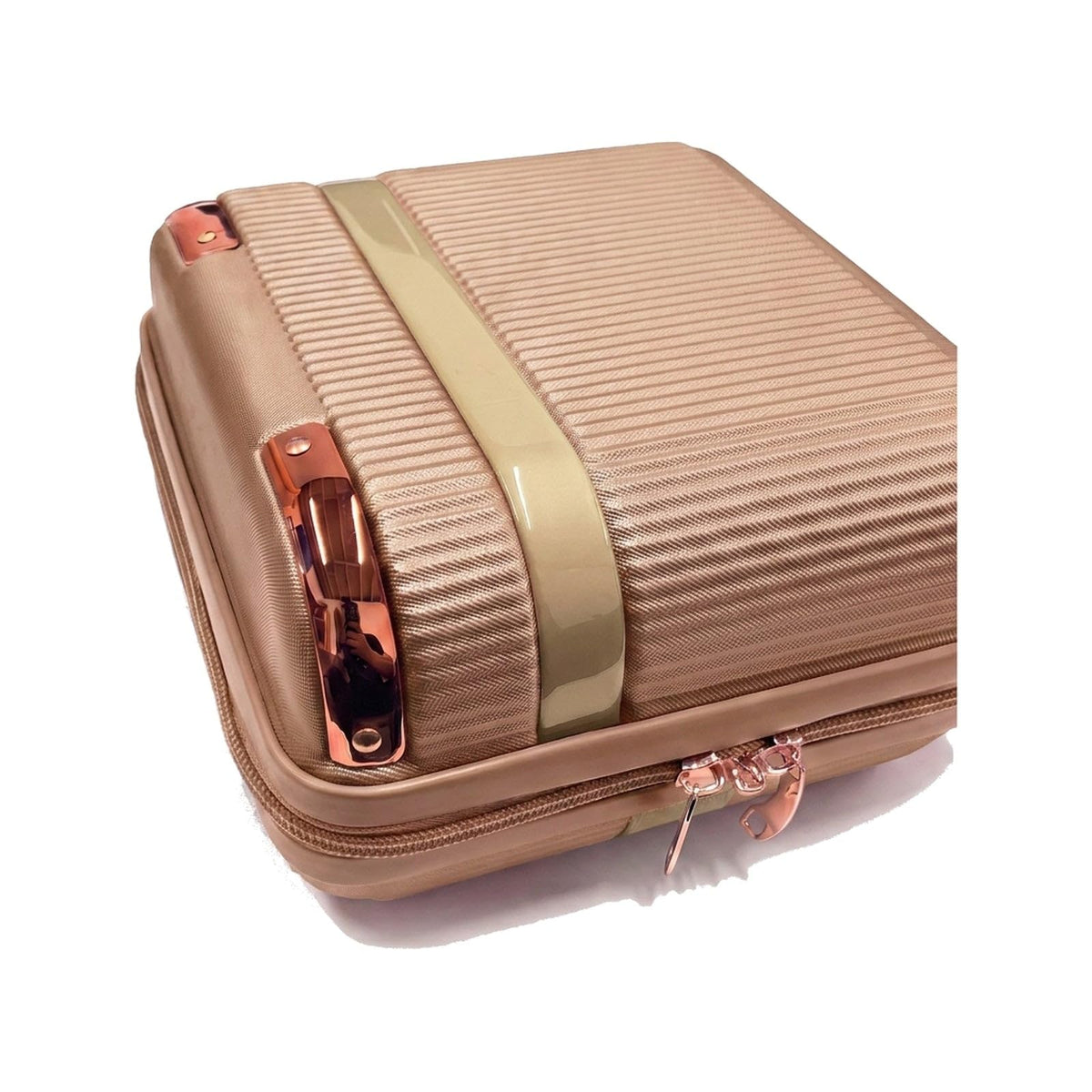 GRANT Fluted Hard Shell Suitcase in Rose Gold, 12" Vanity Case (11L)