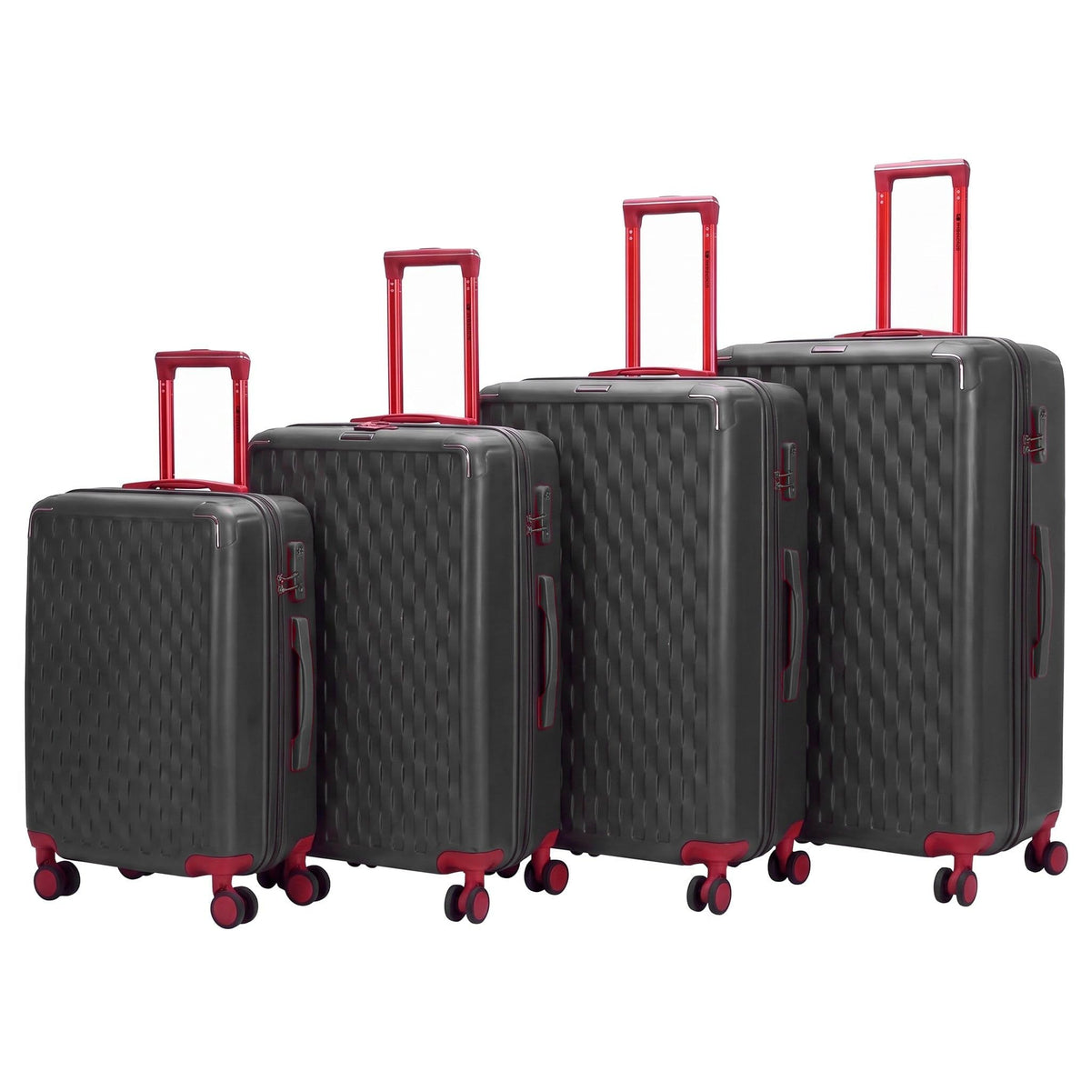 Justpack JP104 Basket-Weave Hard Shell Luggage Set in Charcoal, Set of 4 (20"+26"+28"+32")