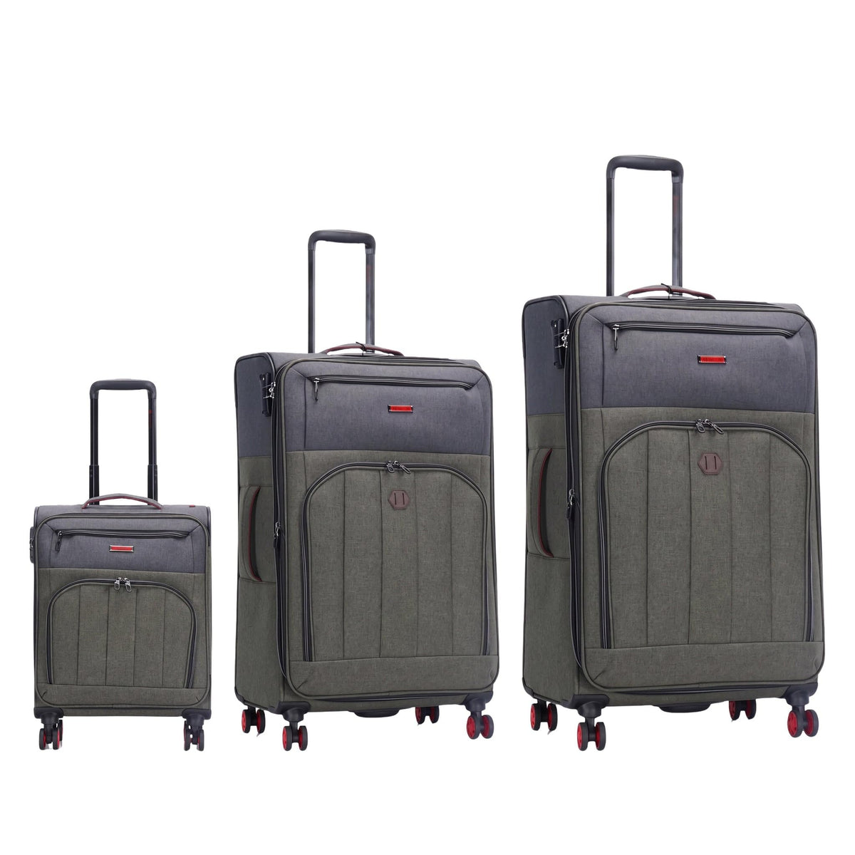 Grant Poplin Soft Shell Luggage Set in Brown Olive