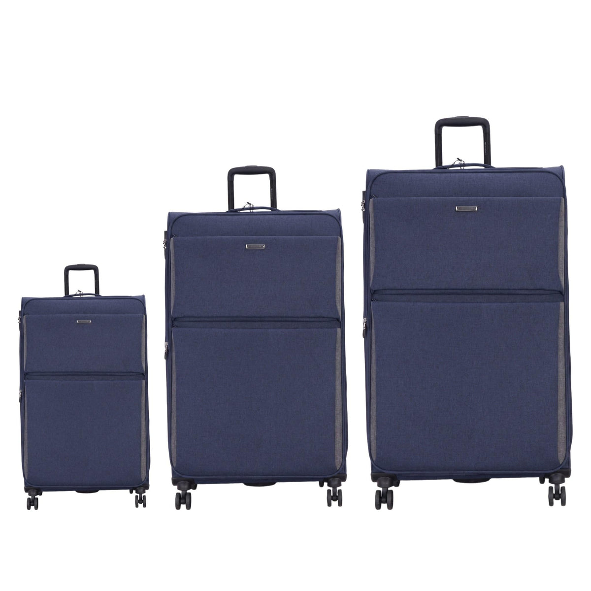Grant Tailored Soft Shell Luggage Set with TSA Locks in Navy, Set of 3, 20 28 and 32 Inch