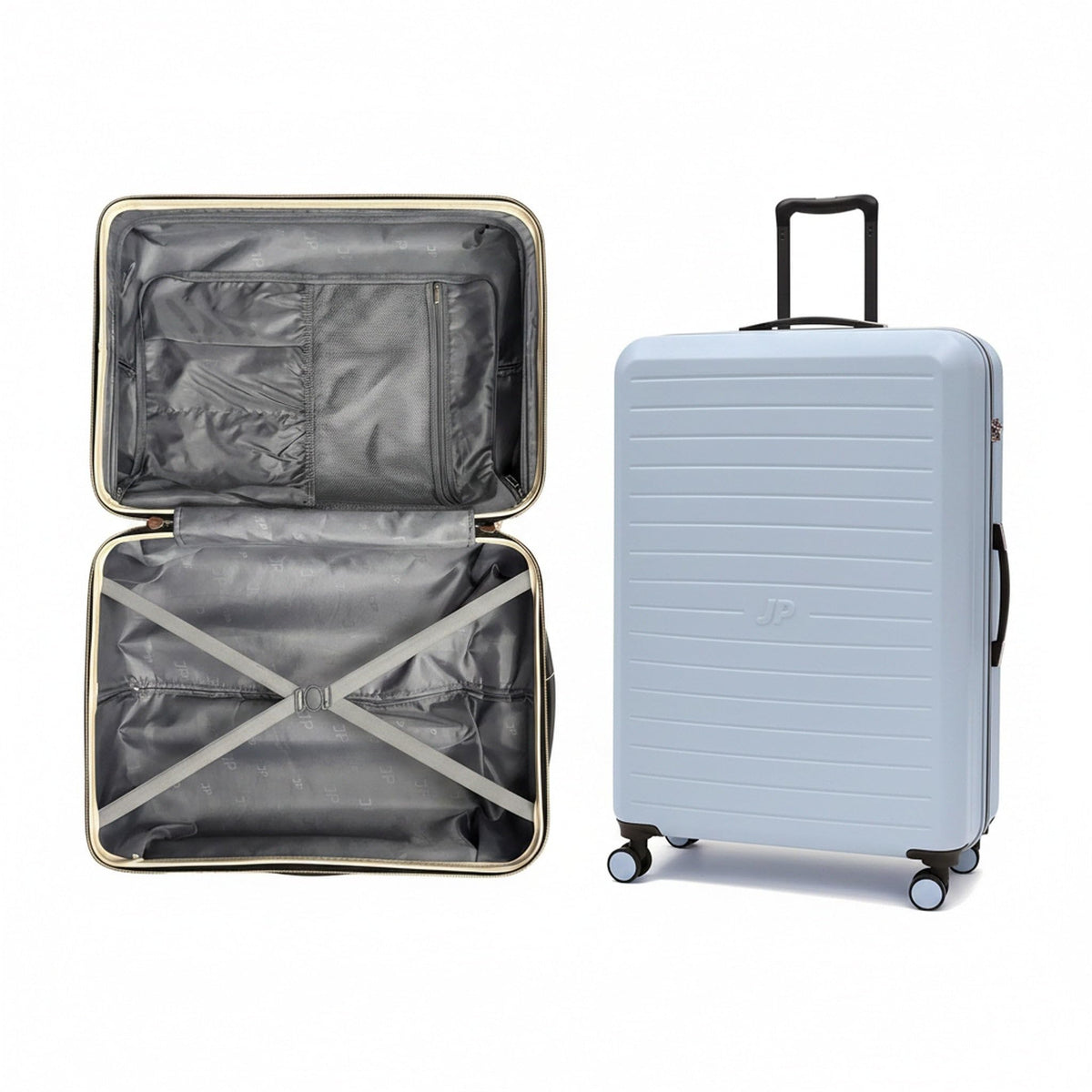 JustPack 8889 Curve Hard Shell Suitcase - Lightweight ABS Cabin Luggage & 4-Piece Set in Light Blue