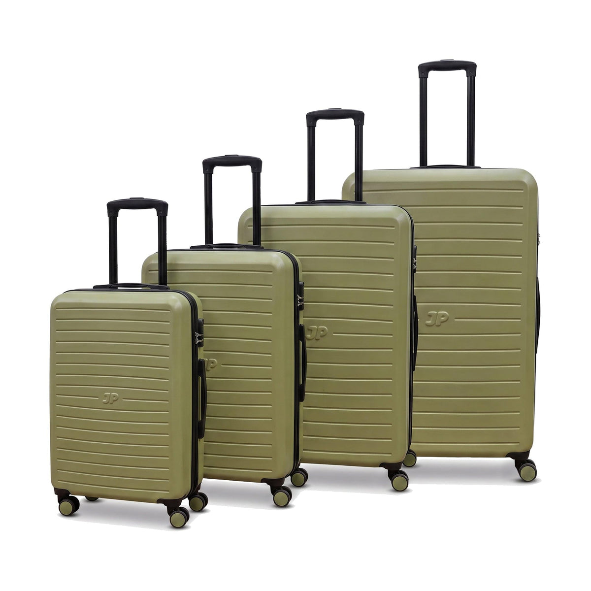 JustPack 8889 Curve Hard Shell Suitcase - Lightweight ABS Cabin Luggage & 4-Piece Set in Olive