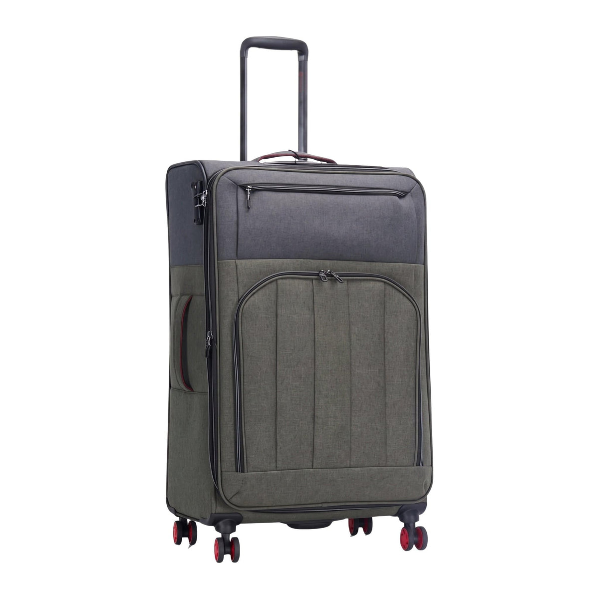 Grant Poplin Soft Shell Expandable Suitcase in Brown Olive