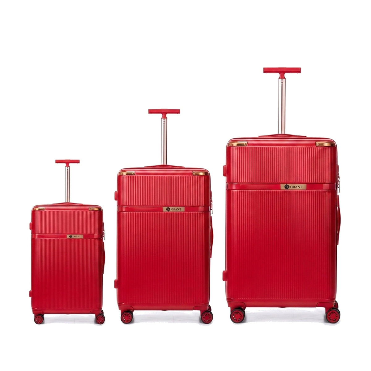 GRANT Fluted Hard Shell Suitcase Set in Red, Set of 3 (20"+26"+32", 270L)