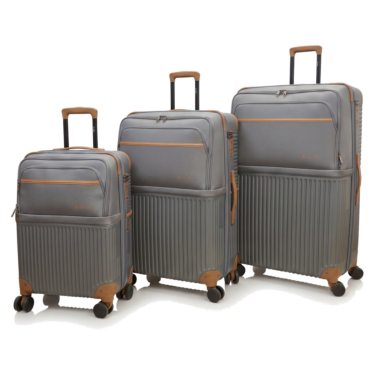 GRANT Designer Suitcase Set in Charcoal, Set of 3 (20"+26"+28")
