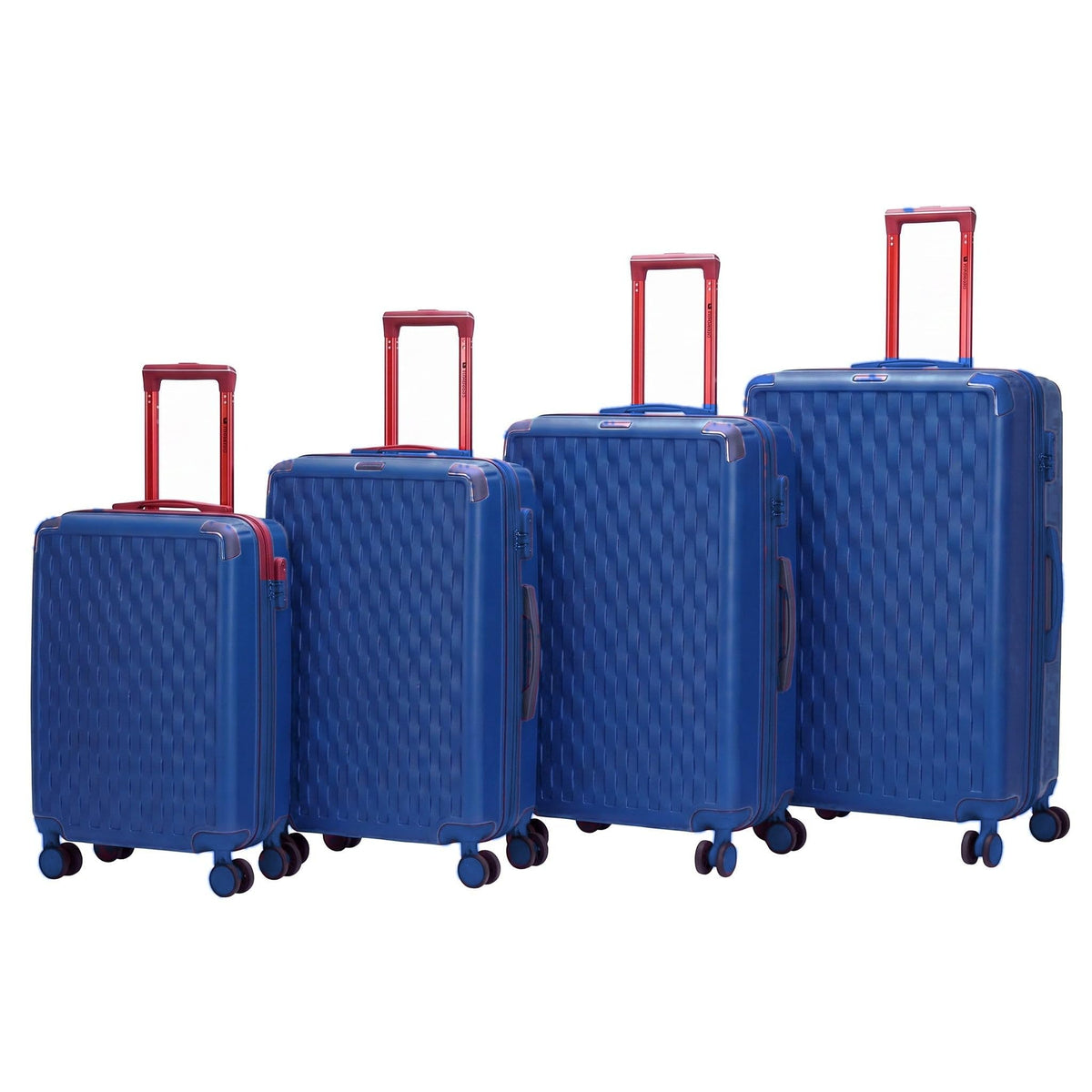 Justpack JP104 Basket-Weave Hard Shell Luggage Set in Blue, Set of 4 (20"+26"+28"+32")