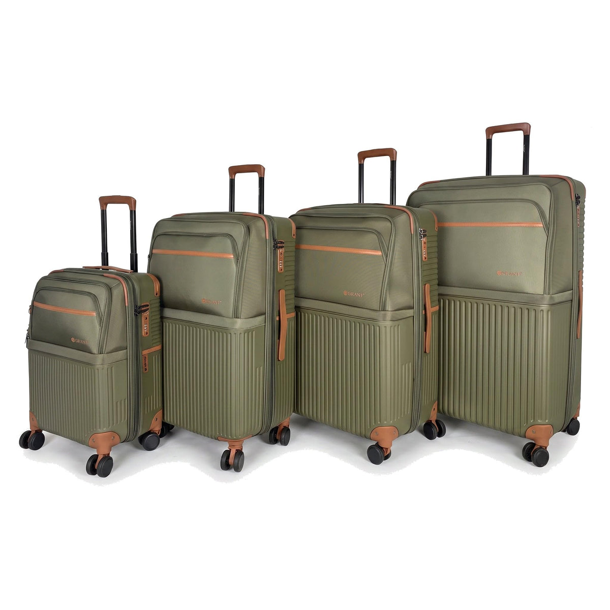 GRANT Designer Suitcase Set in Green, Set of 4 (20"+26"+28"+32")