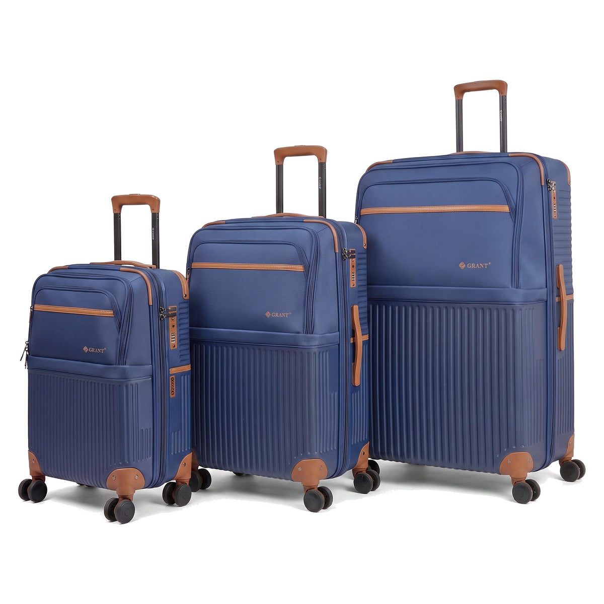 GRANT Designer Suitcase Set in Blue, Set of 3 (20"+26"+28")