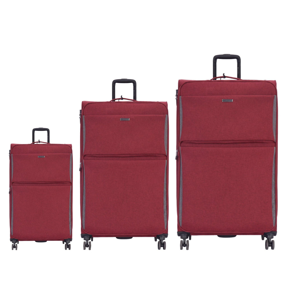 Grant Tailored Soft Shell Luggage Set with TSA Locks in Burgundy, Set of 3, 20 28 and 32 Inch