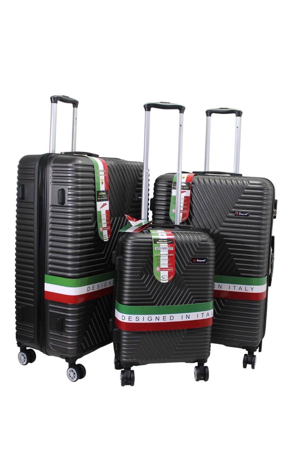 The Ezzyrol 116 suitcase range in black, the three sizes the replacement wheels fit